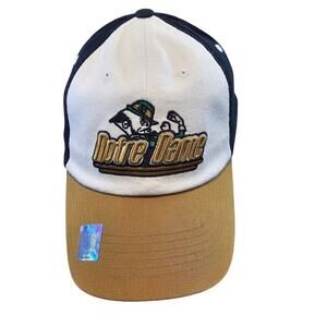 Vintage Notre Dame Strapback Hat 90s Blue Gold Fighting Irish Retro ND NCAA